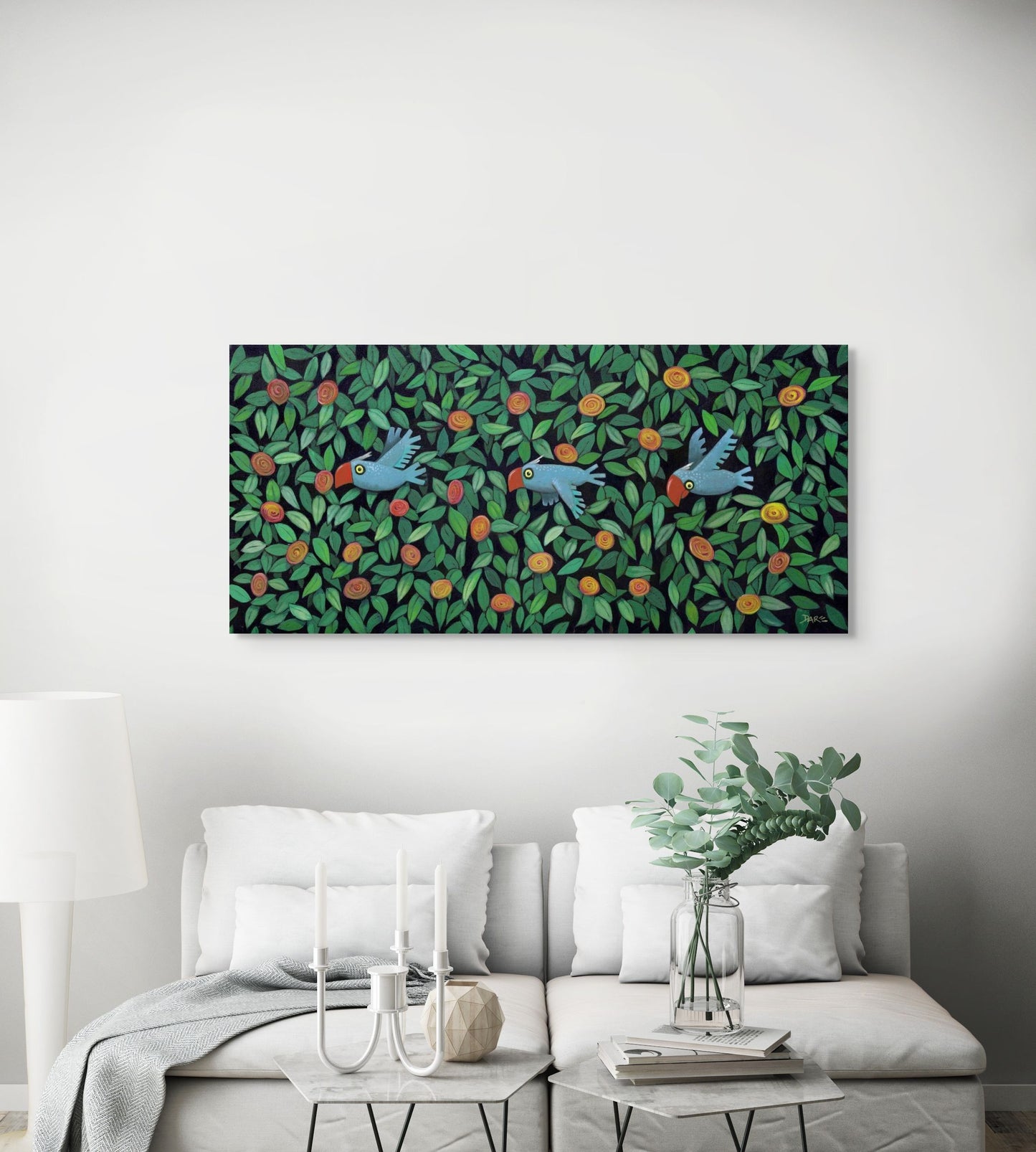 3 BLUE BIRDS - Original Artwork