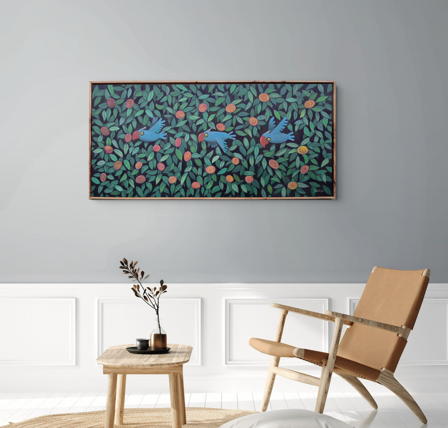3 BLUE BIRDS - Original Artwork