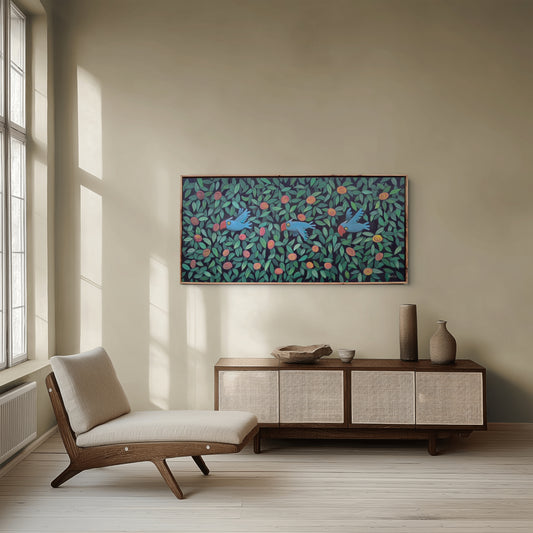3 BLUE BIRDS - Original Artwork