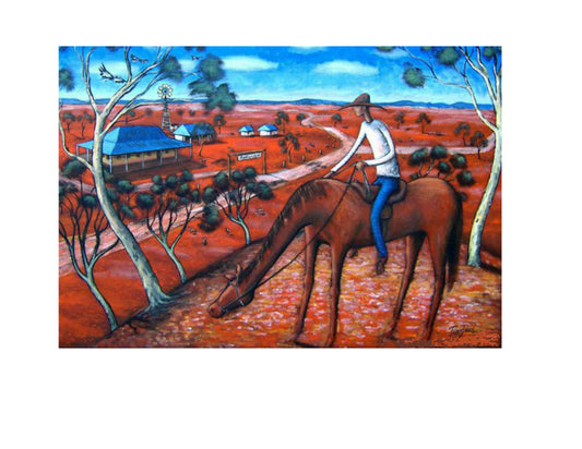 Outback drover on the hill