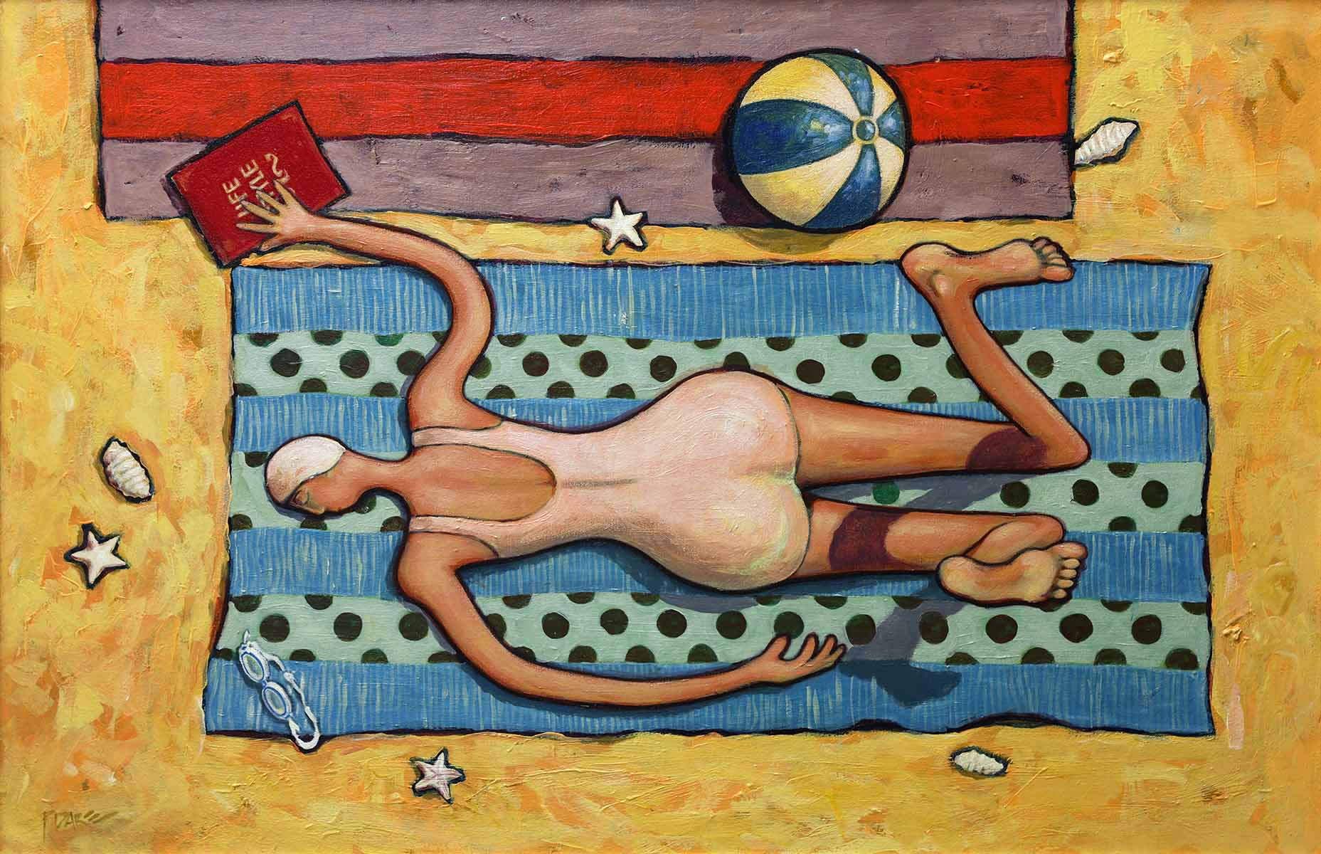 Sleeping with a book at the beach - web size
